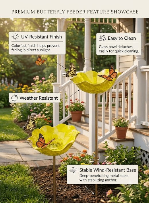 Handmade Metal Bird Feeder Flower - Decorative Garden Planter