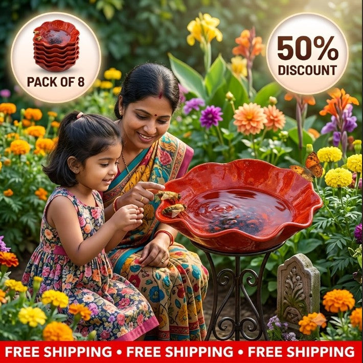 Handmade Metal Bird Feeder Flower - Decorative Garden Planter