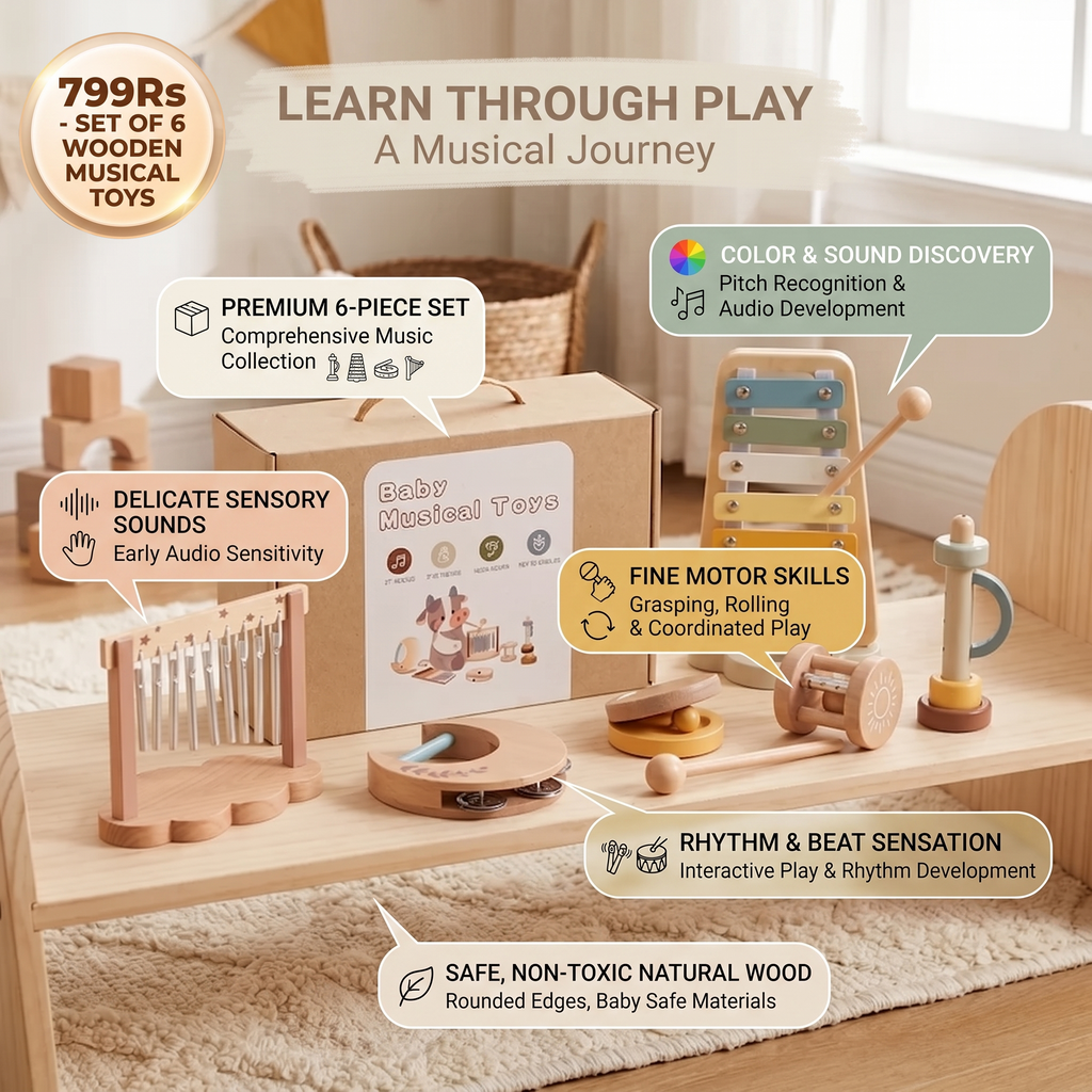 Baby Wooden Sound Toy Set – 6-piece Sensory Music & Sound Toy