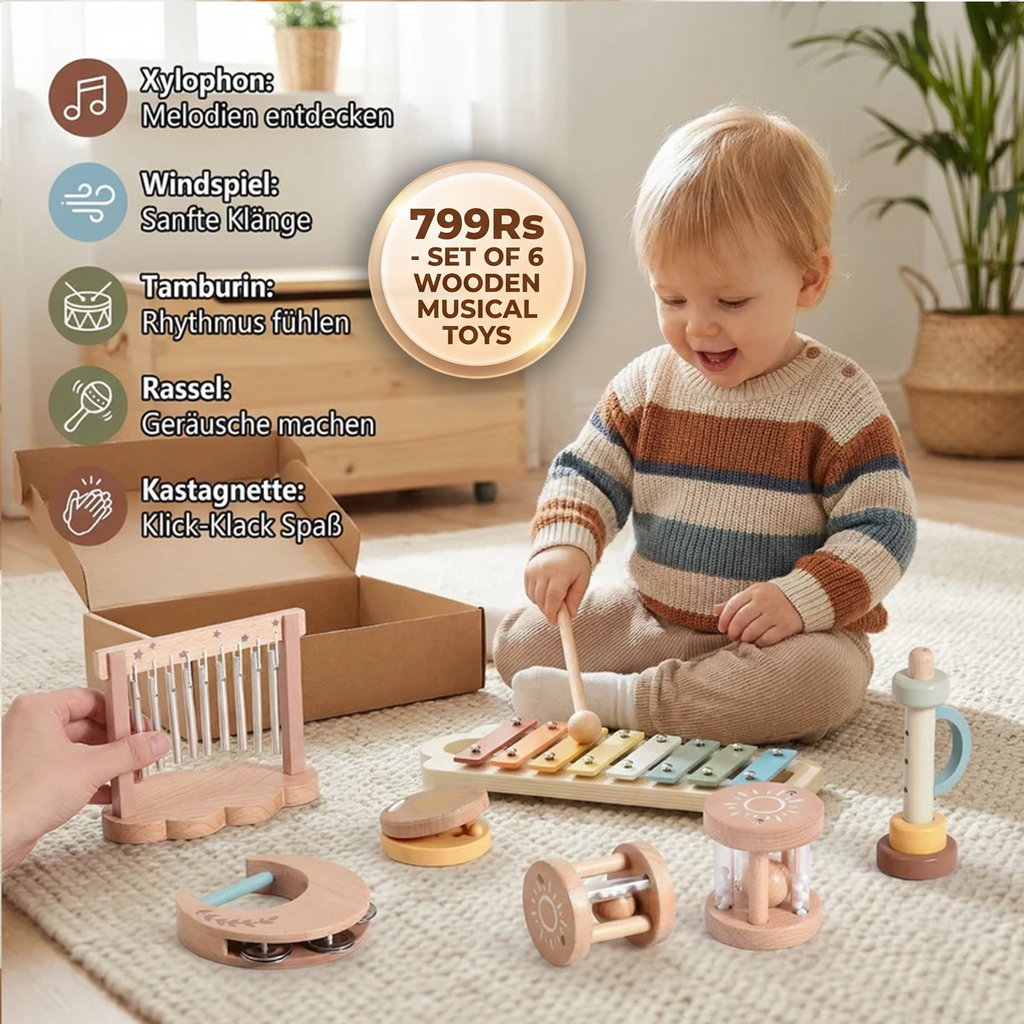 Baby Wooden Sound Toy Set – 6-piece Sensory Music & Sound Toy