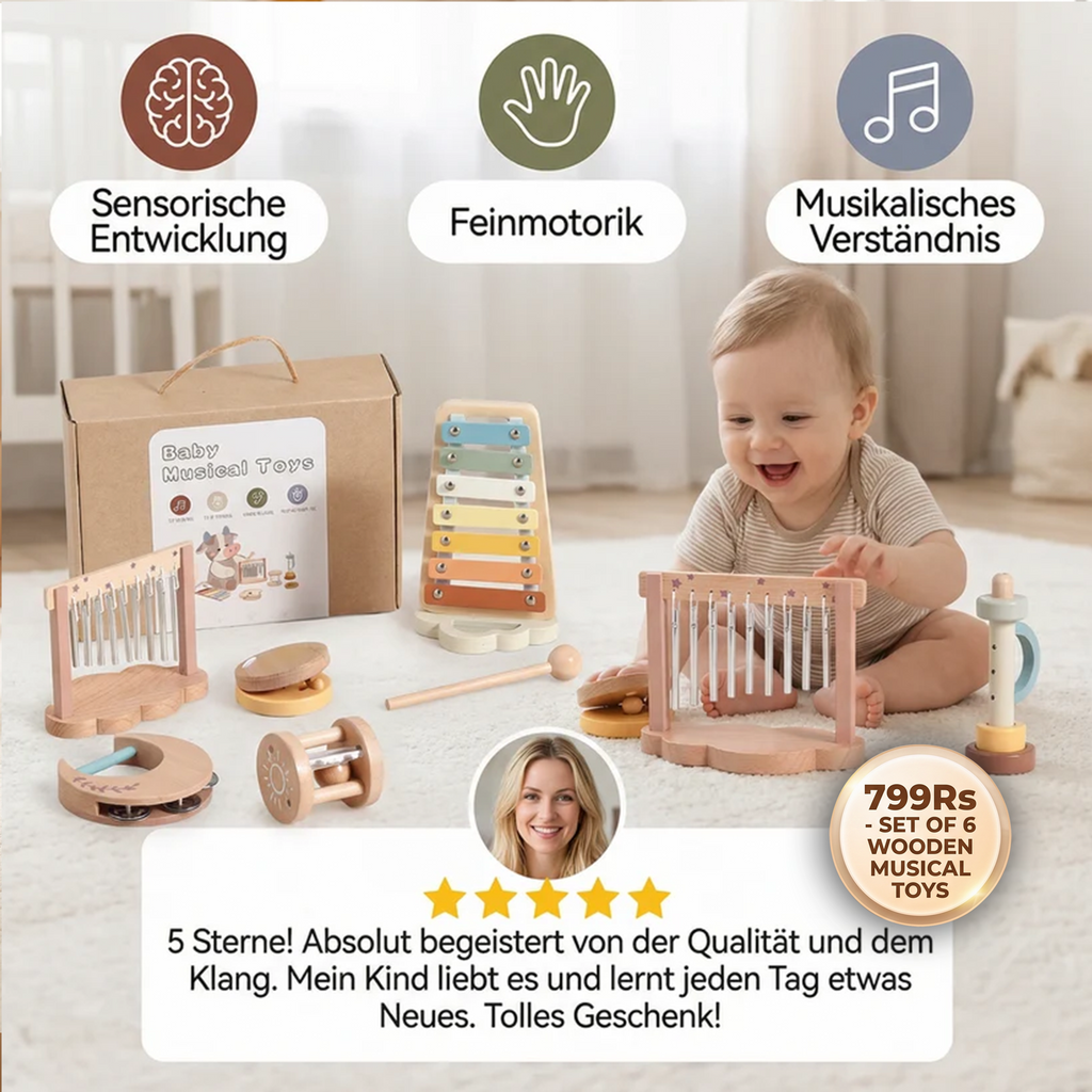 Baby Wooden Sound Toy Set – 6-piece Sensory Music & Sound Toy