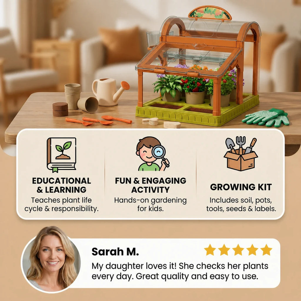 Acrylic Kids Greenhouse – Indoor Plant Growing Kit for Learning & Fun