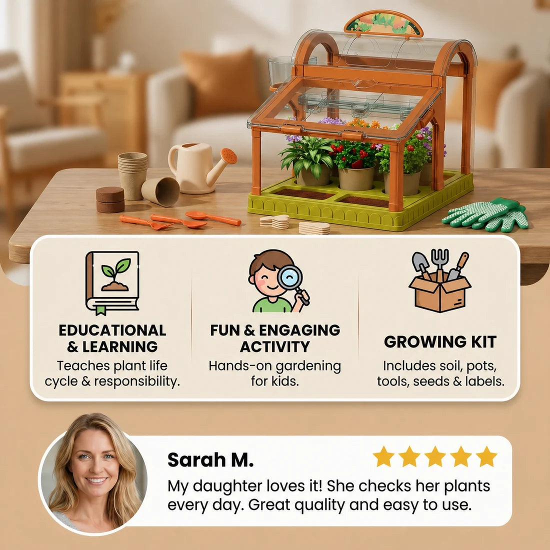 Acrylic Kids Greenhouse – Indoor Plant Growing Kit for Learning & Fun