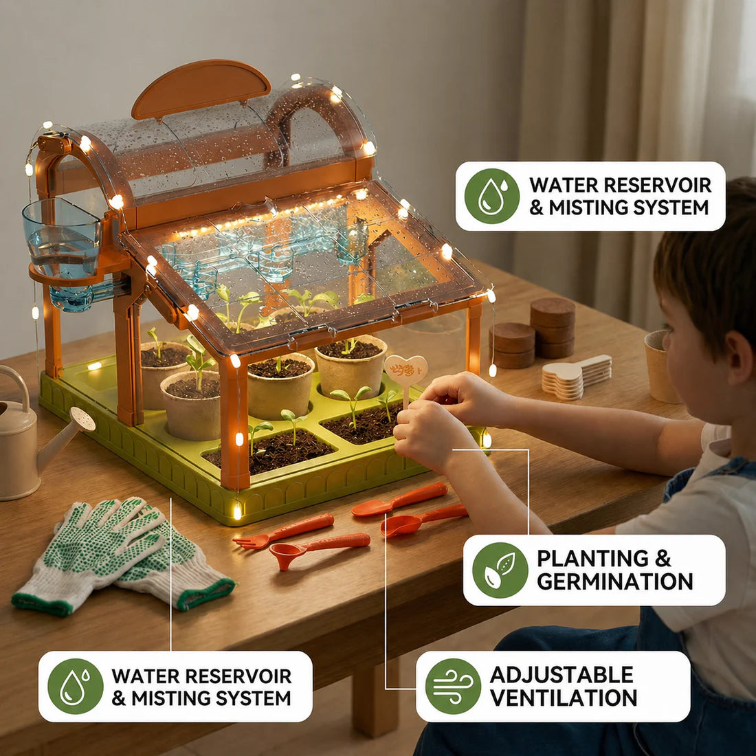 Acrylic Kids Greenhouse – Indoor Plant Growing Kit for Learning & Fun