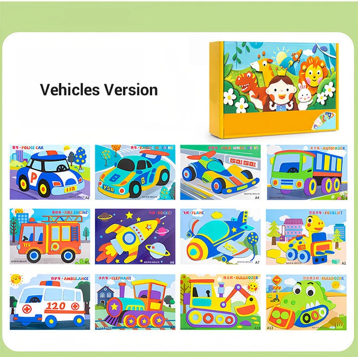 DIY 3D Craft Sticker Set for Kids | Pack of 12