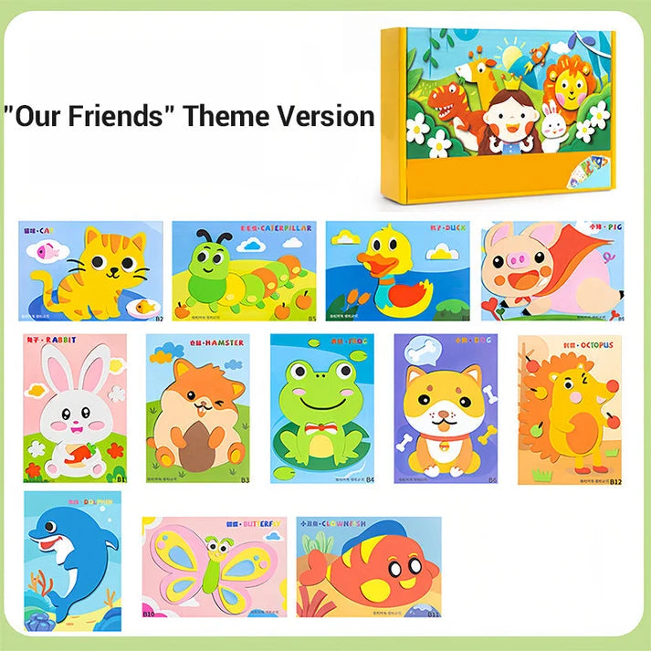 DIY 3D Craft Sticker Set for Kids | Pack of 12