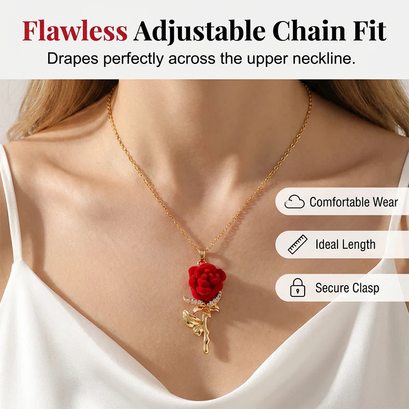 Elegant Red Rose Pendant | Sparkling Crystal